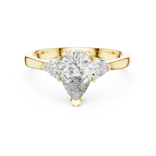 Pear Cut Three-Stone Diamond Ring