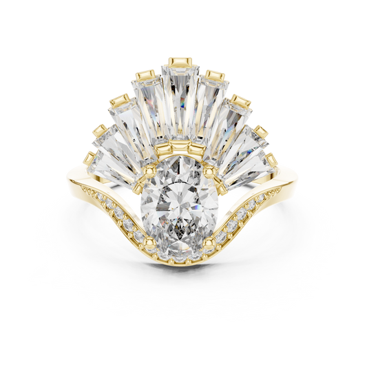 Radiant Sunburst Oval Ring