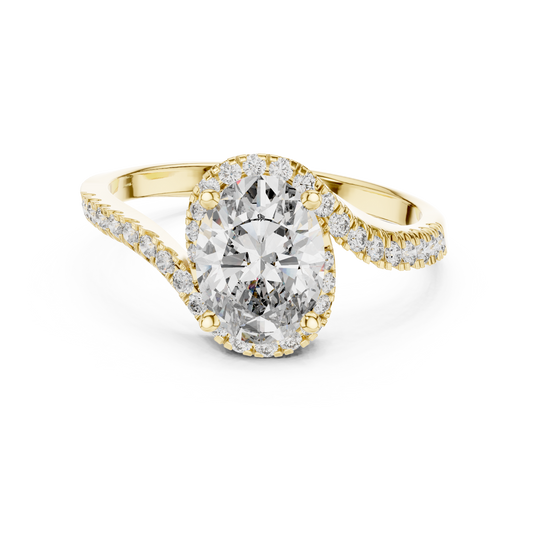 Twisted Halo Oval Ring