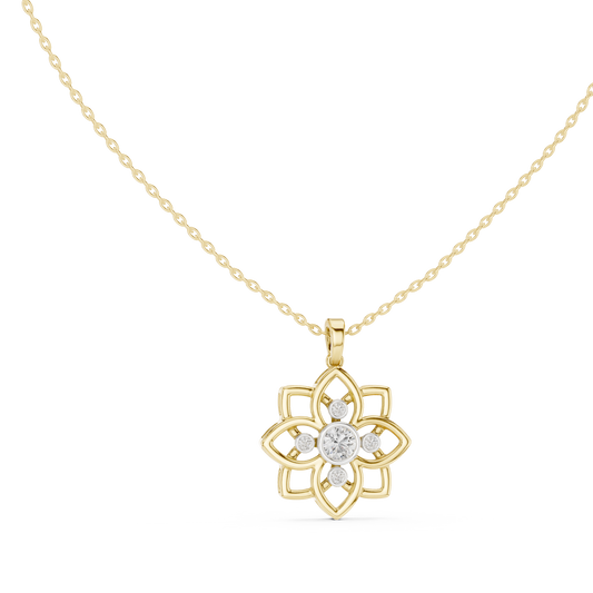 Diamond Flower Pendant Necklace – Floral Diamond Necklace for Women