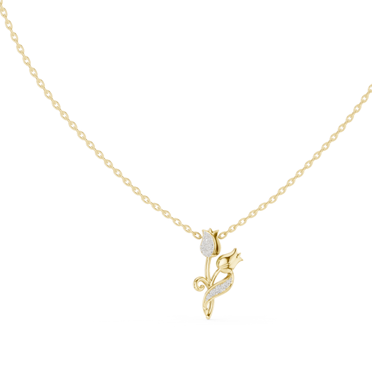 Tulip Diamond Accent Flower Pendant Necklace