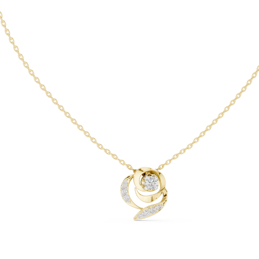 Rose Diamond Flower Pendant Necklace