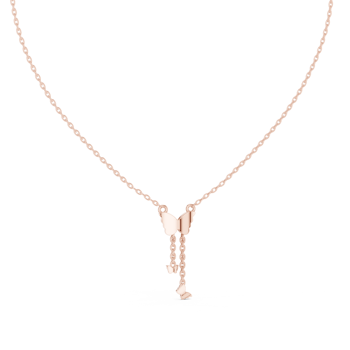 Elegant Butterfly Dangle Necklace with Crystal Pendant