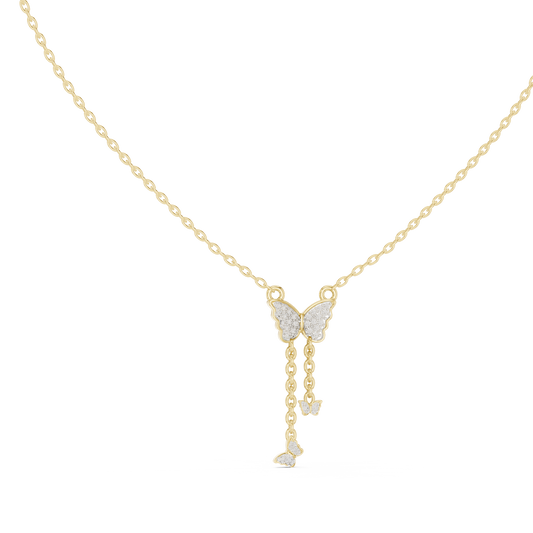 Elegant Butterfly Dangle Necklace with Crystal Pendant