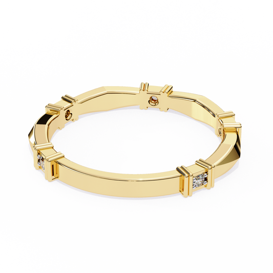 Geometric Diamond Band Ring