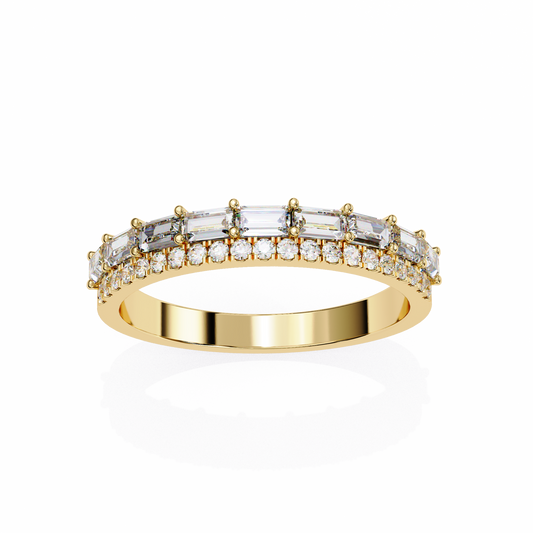 Baguette and Round Diamond Band