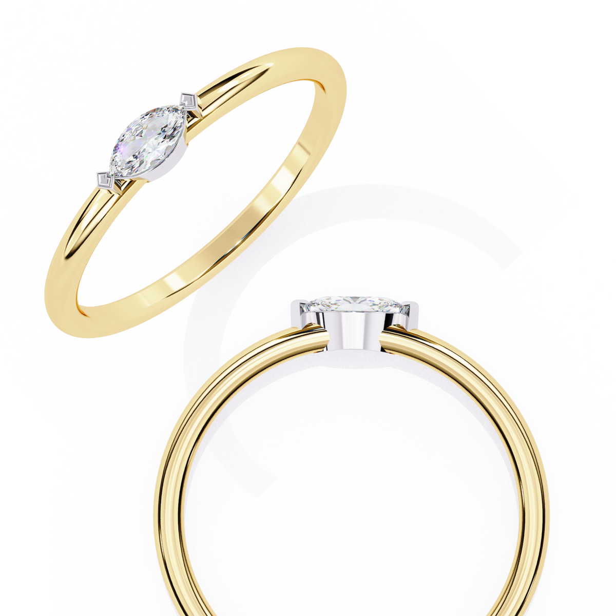 Marquise Solitaire Diamond Ring Yellow Gold