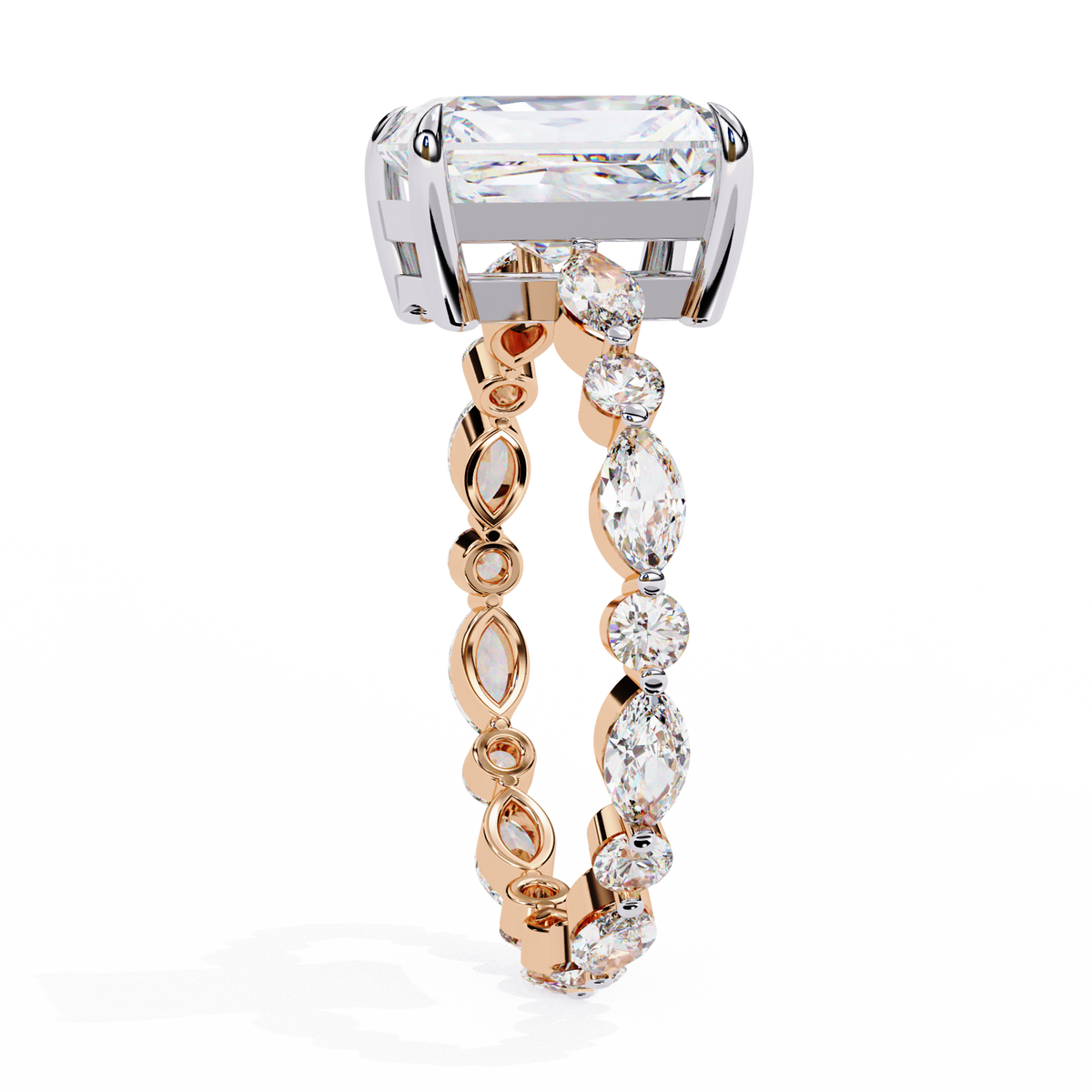 Emerald Cut Diamond Engagement Ring Rose Gold