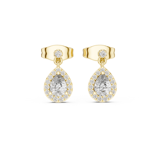 Elegant Pear-Cut Drop Earrings with Diamond Halo