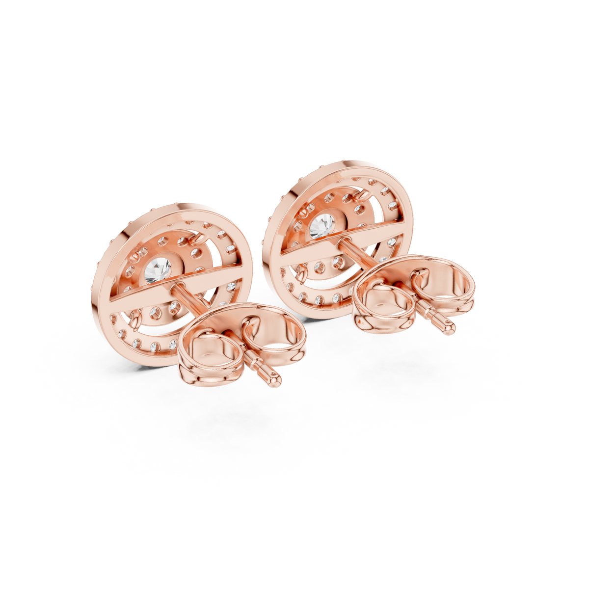 Diamond Scalloped Petal Halo Stud Earrings