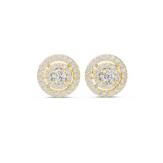 Diamond Scalloped Petal Halo Stud Earrings