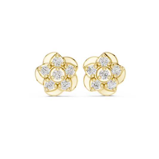 Diamond Seven-Stone Floating Floral Studs