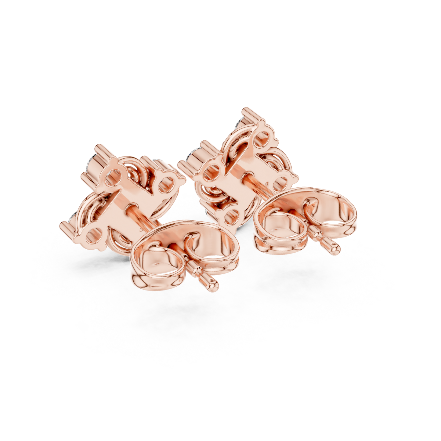 Diamond Seven-Stone Floral Petal Cluster Studs