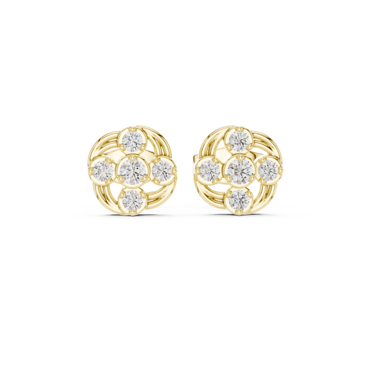 Diamond Spiraling Petal Vortex Stud Earrings