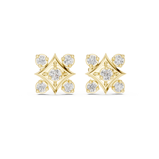 Diamond Compass Starburst Geometric Studs