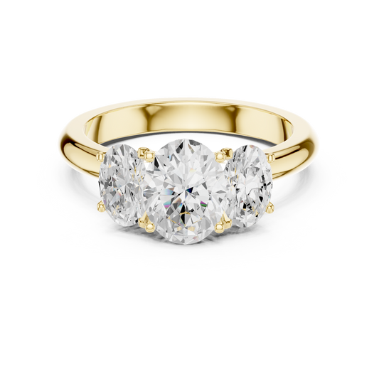 Elegant Three-Stone Oval Cut Diamond Ring