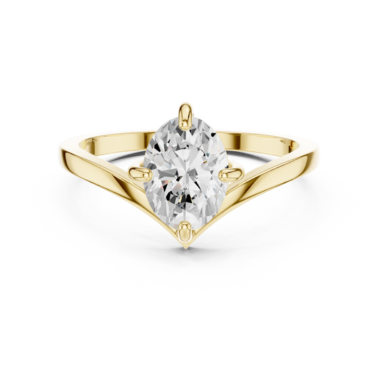 Marquise-Cut Solitaire V-Band Engagement Ring