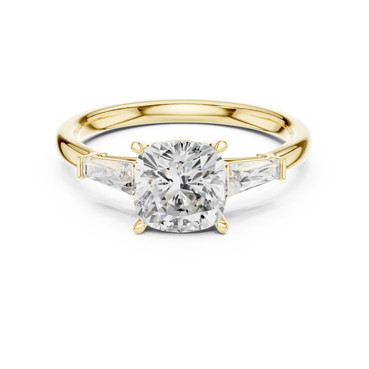 Round Cut Diamond Engagement Ring with Tapered Side Stones