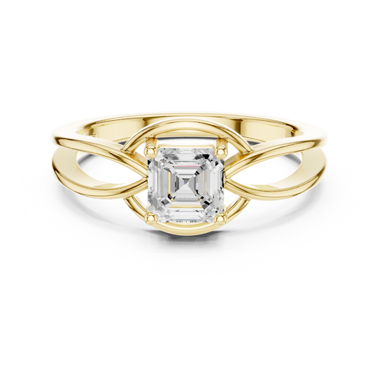 Asscher Cut Diamond Infinity Twist Solitaire Ring