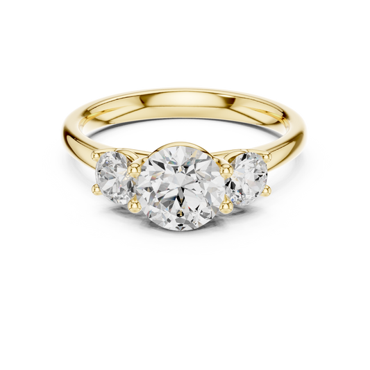 Classic Three-Stone Round Brilliant Cut Diamond Ring