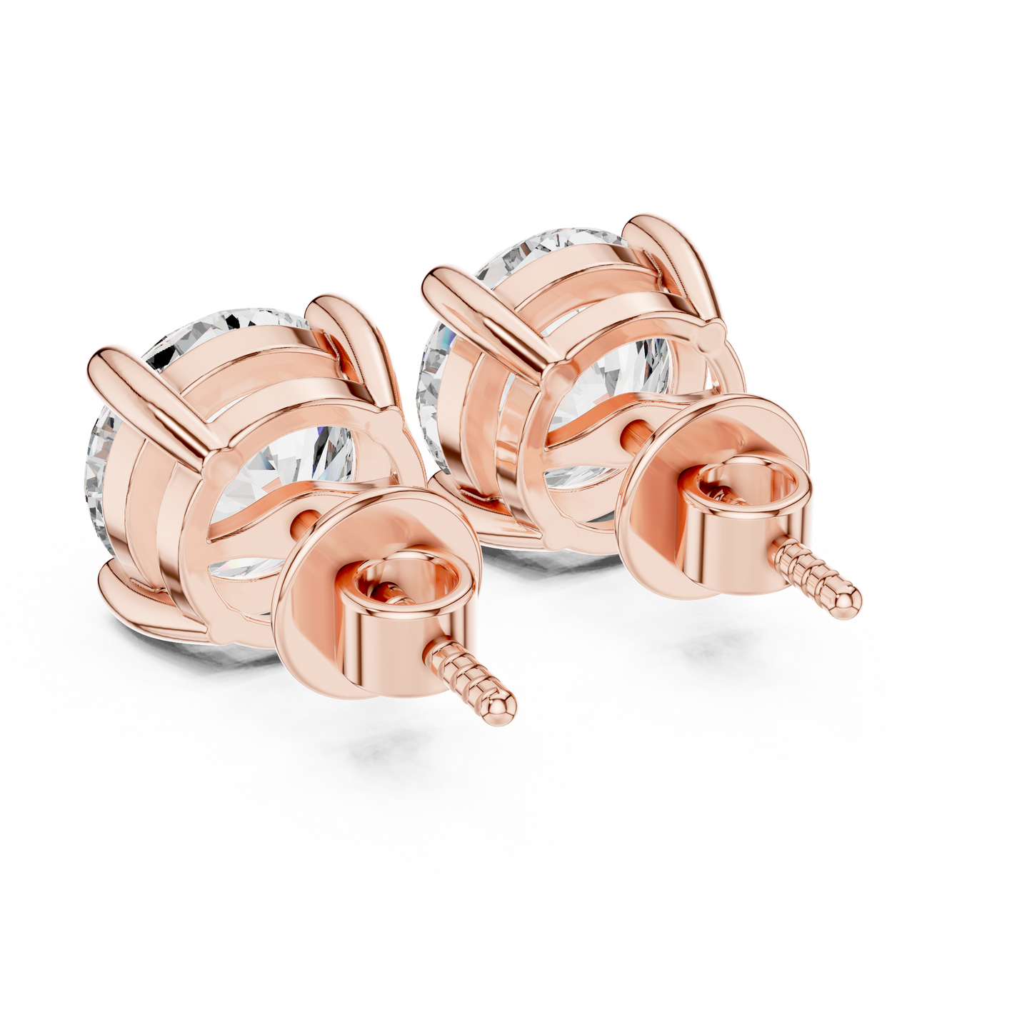 Classic Round Brilliant Cut Diamond Solitaire Stud Earrings