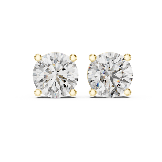 Classic Round Brilliant Cut Diamond Solitaire Stud Earrings