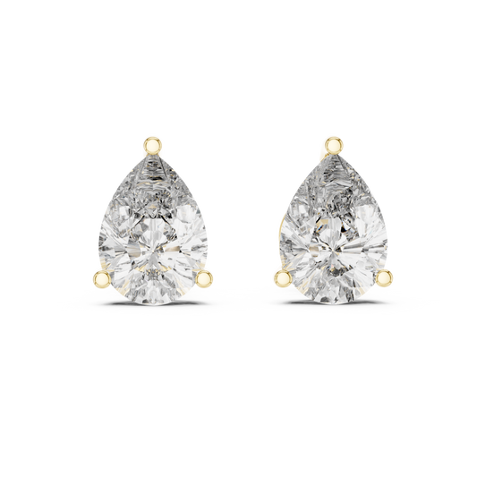 Elegant Pear-Cut Diamond Solitaire Stud Earrings