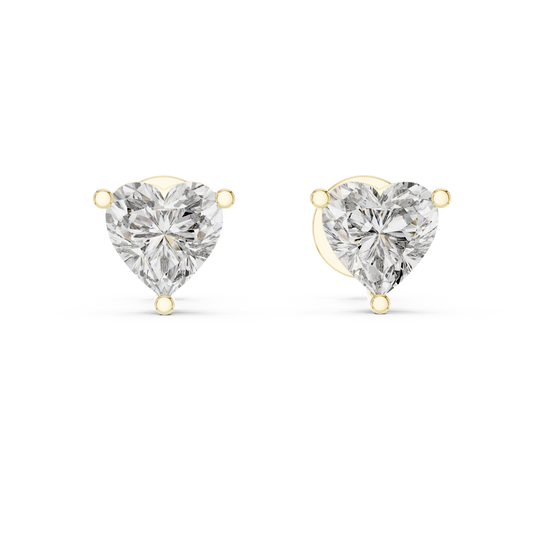 Heart-Shaped Diamond Stud Earrings