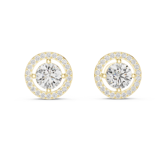 Round Brilliant Floating Halo Diamond Stud Earrings