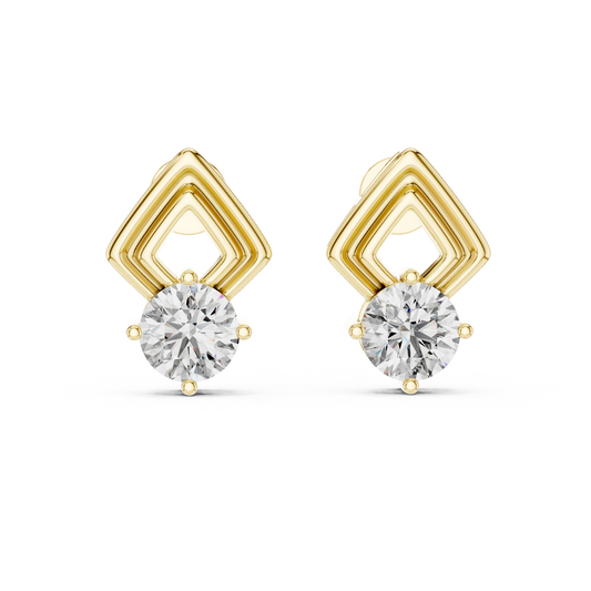 Geometric Chevron Diamond Stud Earrings