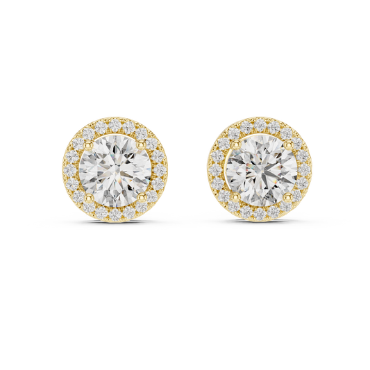 Round Brilliant Diamond Halo Stud Earrings