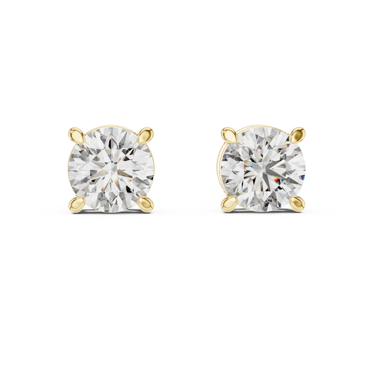Round Brilliant Diamond Stud Earrings – Classic 4 Prong Solitaire