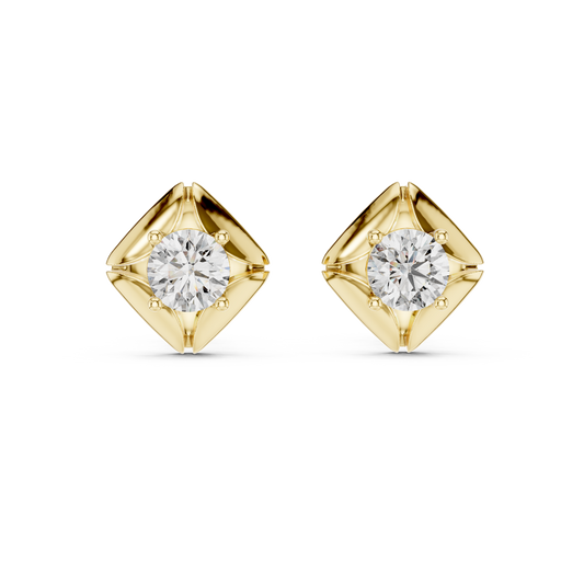 Geometric Rhombus Diamond Halo Studs