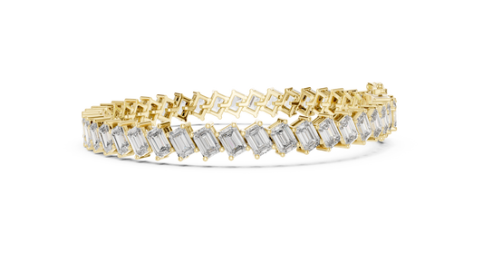 The Diagonal Emerald Cut Diamond Tennis Bracelet