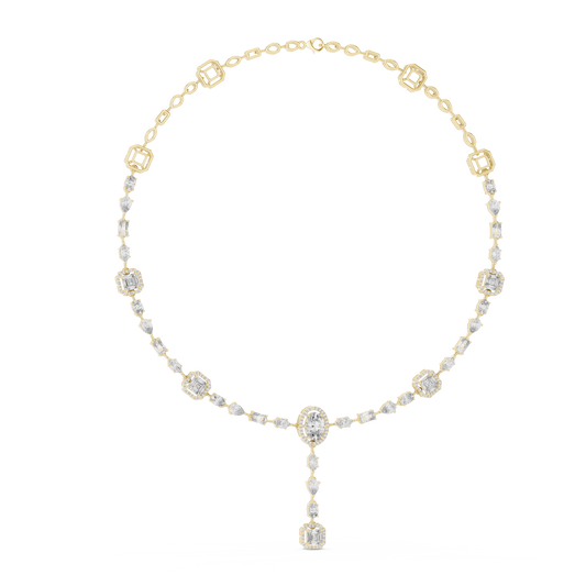 Elegant Diamond Drop Necklace with Oval Pendant
