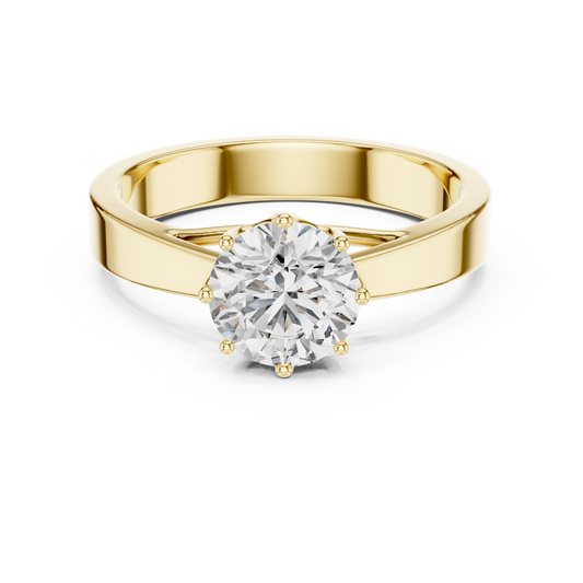 Classic Round Brilliant Solitaire Ring in 18K Gold or Platinum