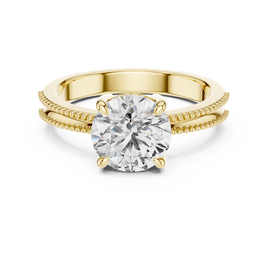 Vintage-Inspired Milgrain Solitaire Ring – Round Brilliant Cut Center Stone