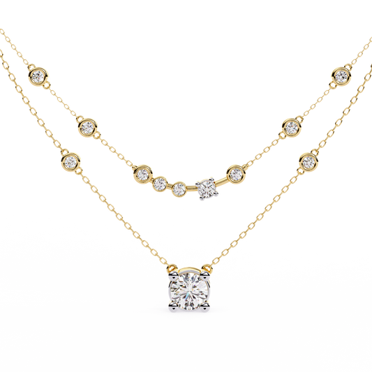 Golden Glow Dual Diamond Necklace