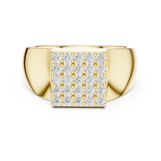 The Square Pave Diamond Signet Ring