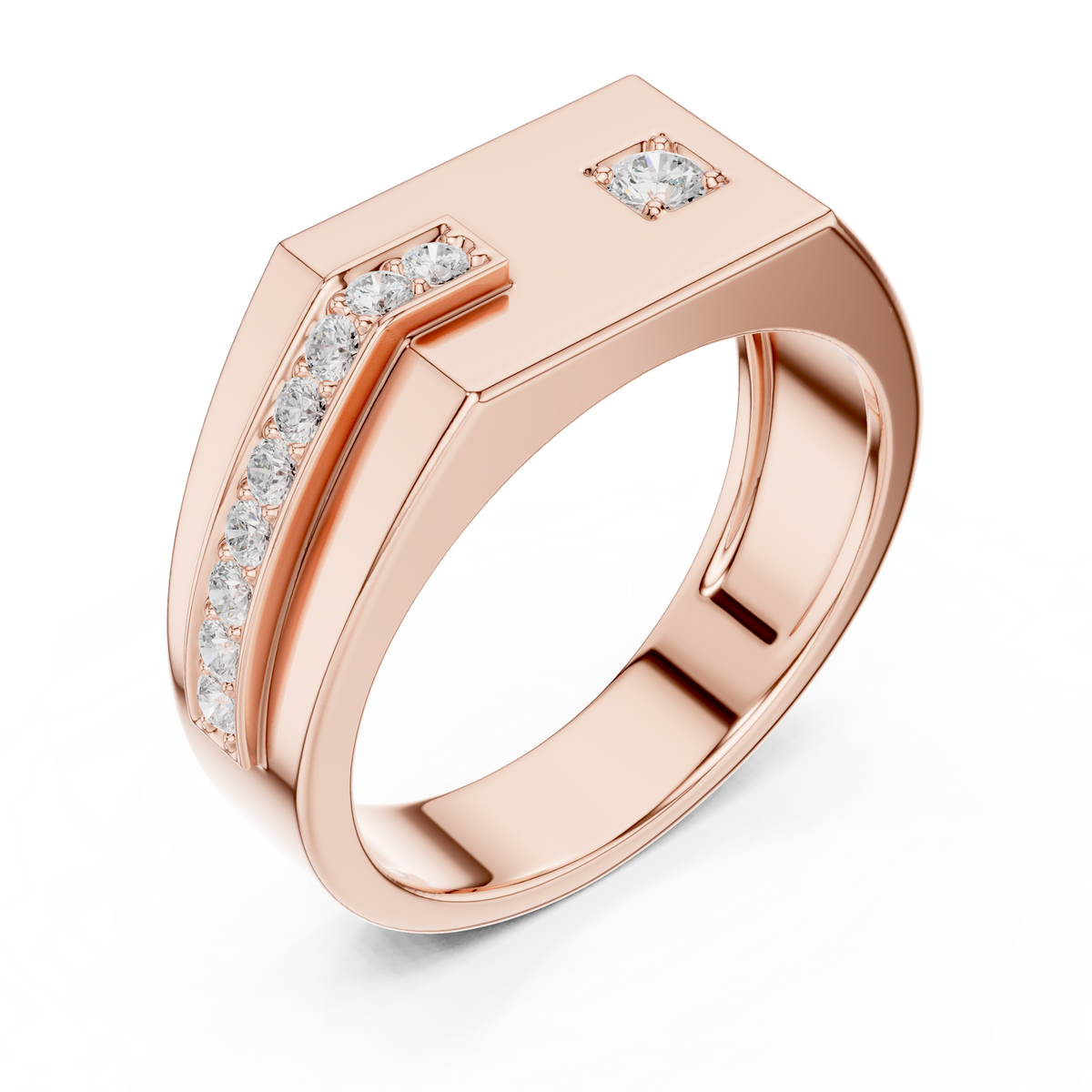 Modern Geometric Diamond Accent Ring