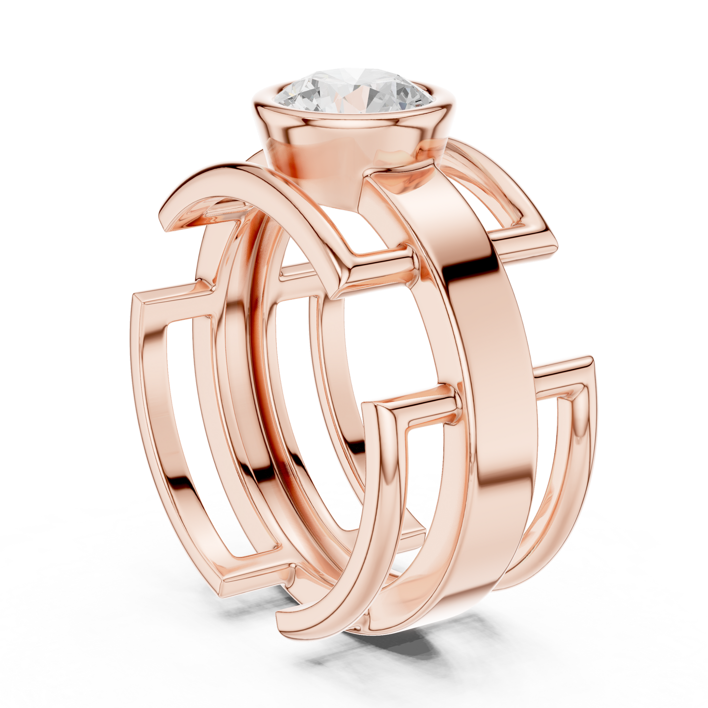 Modern Geometric Diamond Ring