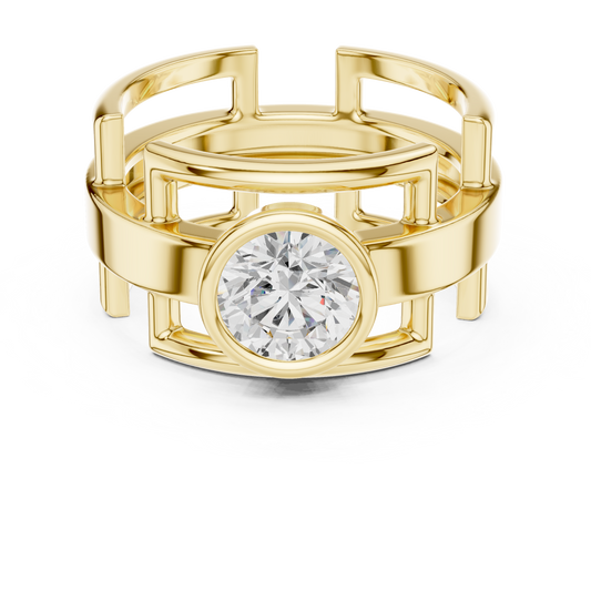 Modern Geometric Diamond Ring