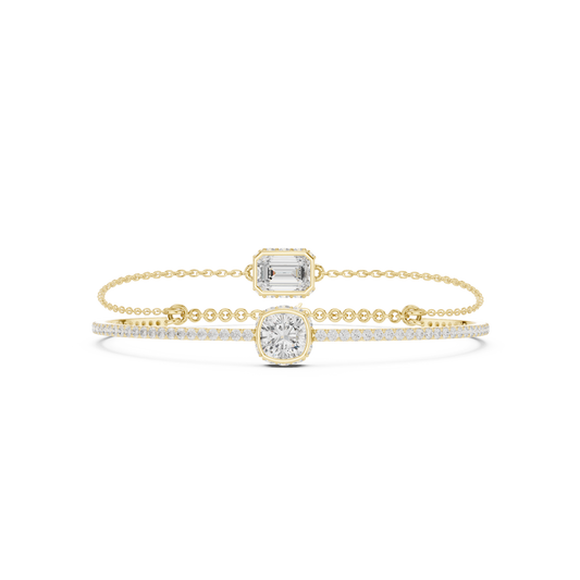 Elegant Dual Diamond Chain Bracelet for Women