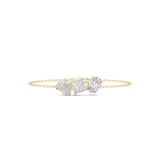 Elegant Three-Stone Diamond Chain Bracelet for Women