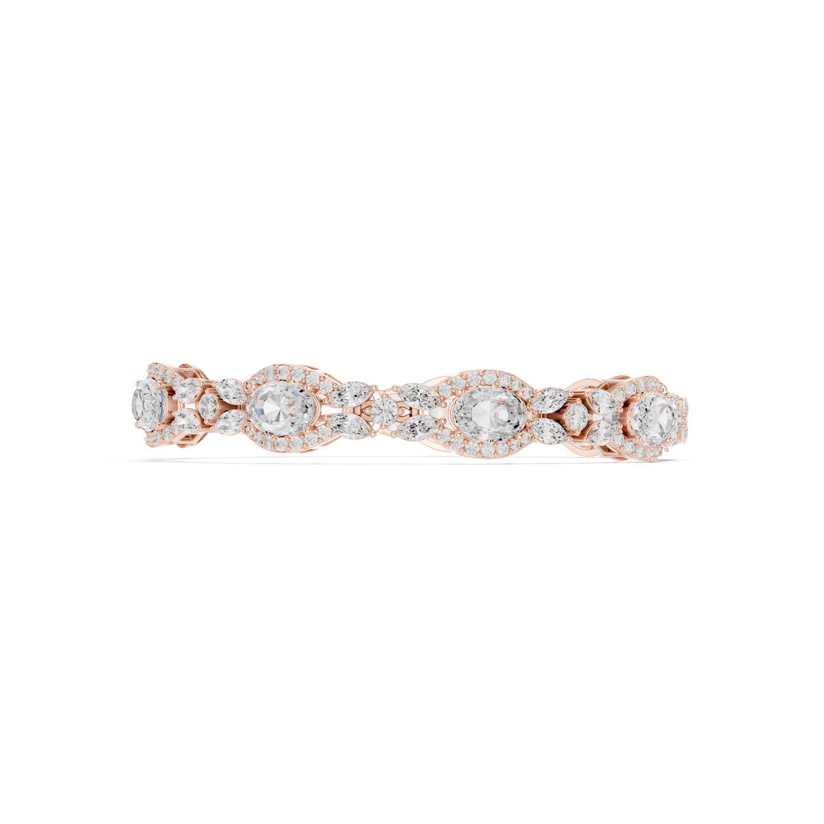Oval Diamond Floral Link Bracelet