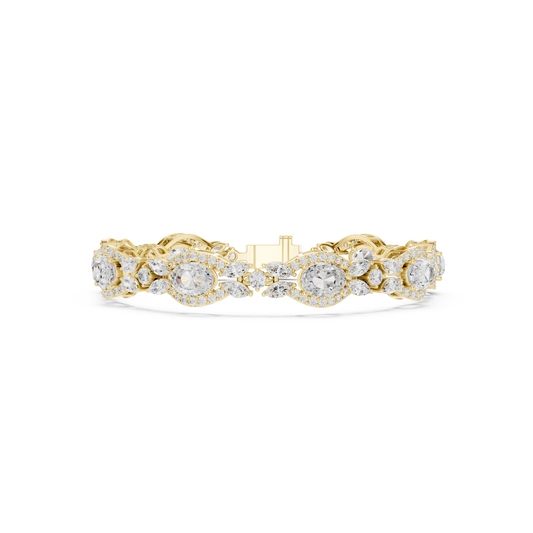 Oval Diamond Floral Link Bracelet