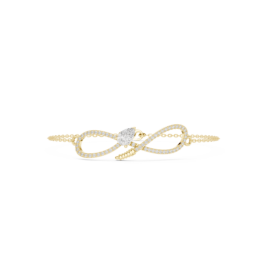 Elegant Infinity Diamond Bracelet with Pear-Cut Center Stone