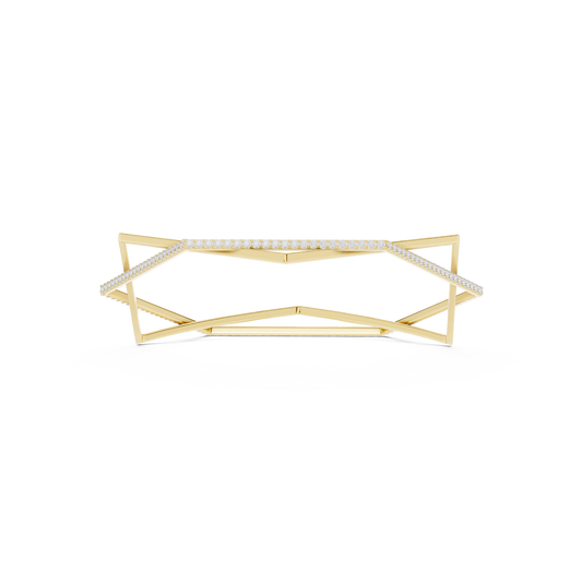 Modern Geometric Diamond Open Bangle Bracelet