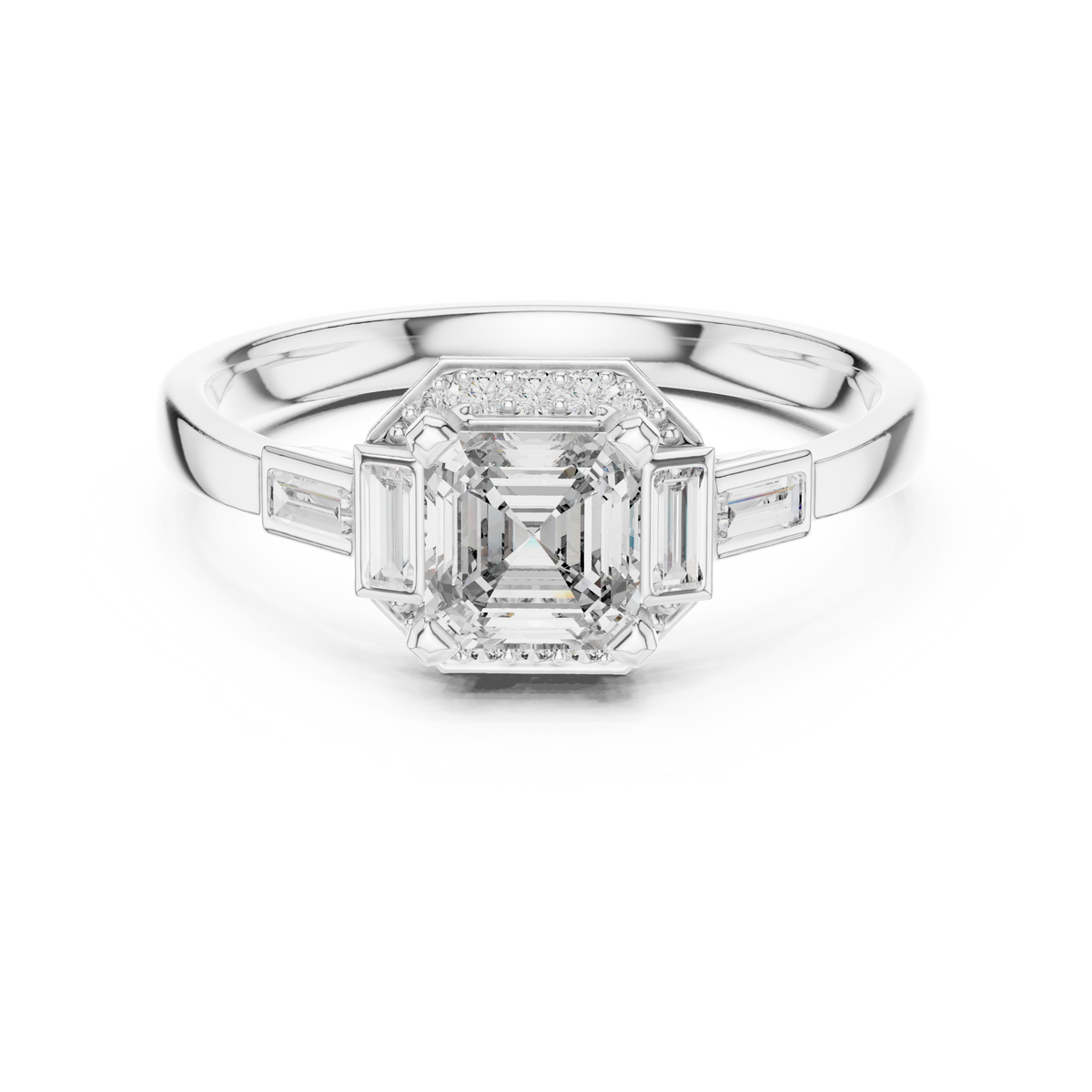 Aurora Trilogy Baguette Halo Ring