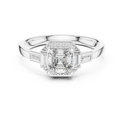 Aurora Trilogy Baguette Halo Ring